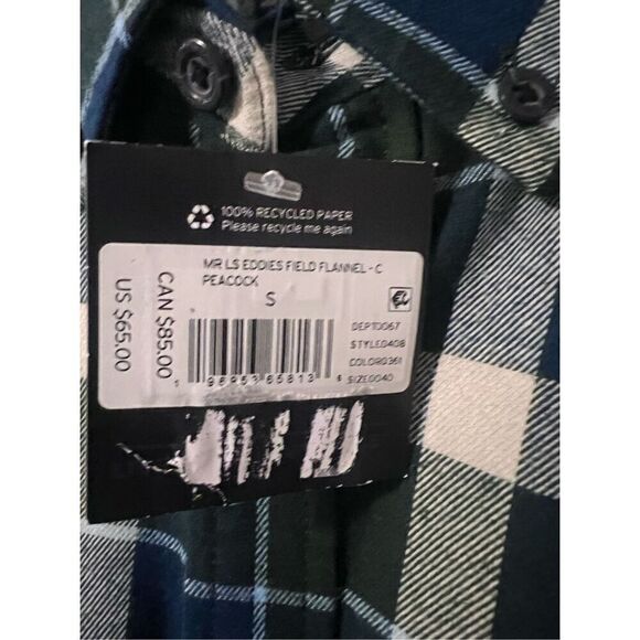 Eddie Bauer Men’s Size Small Eddie’s Field Flannel Shirt Peacock Green Blue NWT - Picture 12 of 12